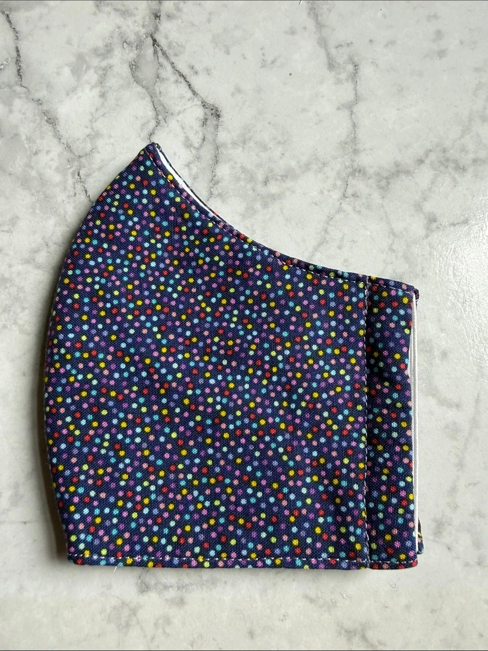 Colorful Polka Dot Kids Face Mask - Navy Background